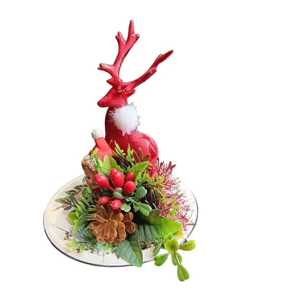 Christmas Holiday Pixie Figurine Winter Red Reindeer Angel Holly Berry Floral‎
